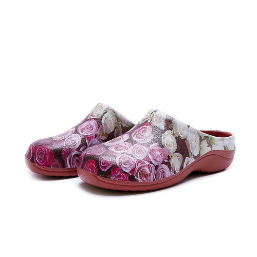 Nostalgia Rose garden clogs red sole garden shoes