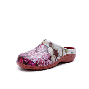 Nostalgia Rose garden clogs red sole garden shoes