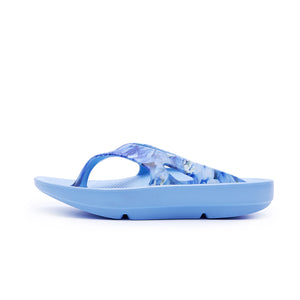 bluebell pattern printed bright Pale blue supersole comfortable recovery flip flops