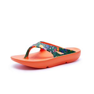 Meadow printed orange supersole comfortable recovery flip flops