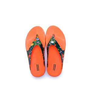 Meadow printed orange supersole comfortable recovery flip flops