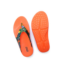 Load image into Gallery viewer, Meadow printed orange supersole comfortable recovery flip flops