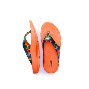 Meadow printed orange supersole comfortable recovery flip flops
