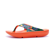 Load image into Gallery viewer, Meadow printed orange supersole comfortable recovery flip flops
