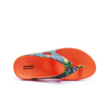 Load image into Gallery viewer, Meadow printed orange supersole comfortable recovery flip flops
