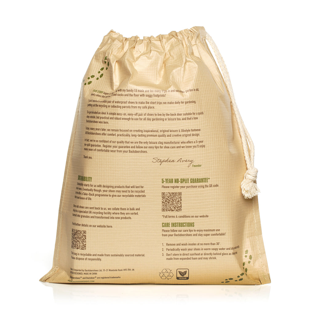 chilli pepper gardening clog on a white background product packaging image back.