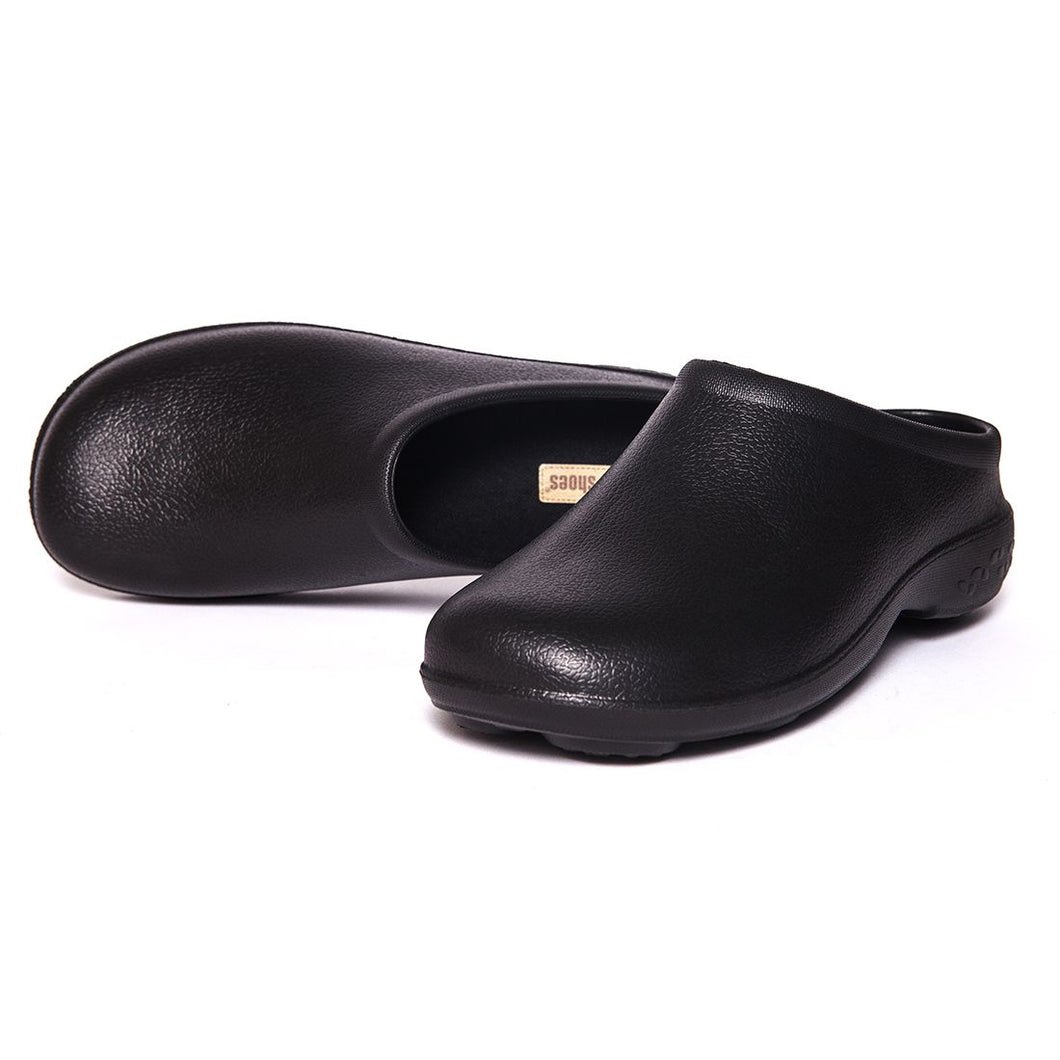 Just Black Chunky Tread Clogs